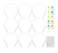 HotoPink 9 Pcs Circular Knitting Needle, Stainless Steel 40 cm Round Knitting Keedle with Flexible Cable for Knit Sock, Round Knitting Needles with Cable Including 2.0 mm - 5 mm (40CM)