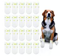 HotoPink Disposable Dog Boots for Injured Paws, 20 PCS Waterproof Pet Shoes with Bandage, Disposable Paws Protector Stop Licking for Indoor Outdoor Walking M(15-30 lbs)