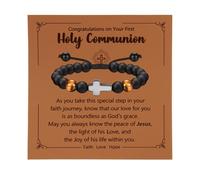 HotoPink First Holy Communion Cross Bracelet for Boys, Cross Bracelets Confirmation Communion Gift for Son Grandson, Religious Faith Christians Gifts Jewellery