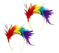 HotoPink Rainbow Feather Headband, Vibrant Pride Hair Accessories, LGBT Gay Pride Accessories for Carnival Parade, Fancy Dress, Mardi Gras, Cosplay and Outfit Styling Women Girl Adult