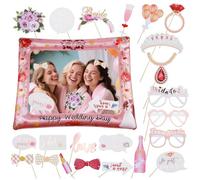 HotoPink Rose Gold Hen Party Photo Booth Props Kit, 23 PCS Bride Photo Booth Props and Inflatable Selfie Frame, Wedding Party Decoration for Bridal Shower Bachelorette Engagement Wedding