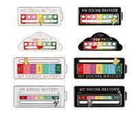 HotoPink Social Mood Pin, 8 Pieces Funny Social Mood Brooch with 4 Emotions Interactive Mood Pins Slider Social Energy Badge Pin for Jackets Backpacks White and Black