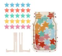 HotoPink Star Reward Jar, Reward Incentive Jar with 25 Stars, Wooden Good Behaviour Chart Rewards Pot, Behaviour Incentive Jars for Kids Daily Routine Chores Bedtime Class