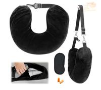 HotoPink Stuffable Neck Pillow, Travel Neck Pillow with Eye Mask and Earplugs, Soft Travel Pillows Stuffable with Clothes, Portable Essentials Pillows for Travelling by Car Train Plane Extra Luggage