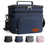 HOTOR Insulated Lunch Box for Men & Women - Leak-Proof Cooler Lunch Bag with 4 Pockets, Adjustable Strap, Ideal for Work, Picnic, Travel - Medium, Navy Blue, 25.9 x 17.5 x 21.6cm