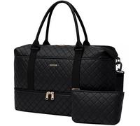 HOTOR Travel Bags for Women - Lightweight Overnight Holdall Bag, Large Carry on Luggage Weekend Bag with Shoe Compartment & Toiletry Bag, Travel Duffel Sport Gym Tote, Black, 40.0 x 46.0 x 22.0 cm
