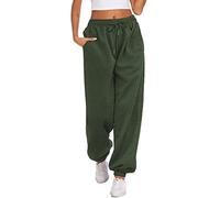 Hotouch Jogging Bottoms Women's Warm Waffle Long Trousers Baggy Casual Trousers Elastic High Waist Trousers Winter Sweatpants with Pockets, Army Green, XL