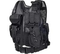 Hotour Military Equipment Air Gun Tactical Vest Mens Protective Vests for Outdoor Camping Hunting Fishing Hiking Airsoft War Game Combat Training CS Paintball Shooting Waistcoats