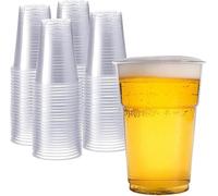 Hotpack CE Marked Pint to Brim Clear Plastic Cups - 1000 Count (20 Packs of 50)