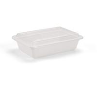 Hotpack Rectangle RE38 Food Storage Container with Lid, White & Clear, 1124ml/38oz - PP, BPA-Free, Microwave & Freezer Safe, 60 Pieces, 15x4 Packets.