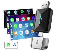 HOTPEAK CarPlay Wireless Adapter UK 2 in 1 Wireless CarPlay & Android Auto Dongle Convert Wired to Wireless Plug & Play Mini Car Play Adapter for iOS 11+ & Cars with Factory Wired CarPlay/Android Auto