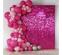 HotPink Shimmer Wall Backdrop, 24 Panels, 6x4 Ft Photo Backdrop | wedding backdrop birthday backdrop party decoration photo booth backdrop bridal shower baby shower event decoration