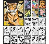 HOTPLACY 48 Pcs Fuzzy Velvet Coloring Posters Animal Fuzzy Posters to Color for Adults Teenagers Large Poster DIY Coloring Sheets for Classroom Festive Holiday Arts Crafts Activity,24 Style