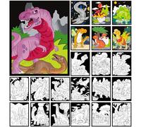 HOTPLACY 48 Pcs Fuzzy Velvet Coloring Posters Dinosaur Fuzzy Posters to Color for Adults Teenagers Large Poster DIY Coloring Sheets for Classroom Festive Holiday Arts Crafts Activity,24 Style