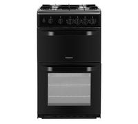 Hotpoint 50cm Double Cavity Gas Cooker - Black