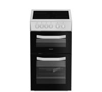 Hotpoint HTE5VCW 50cm Electric Cooker with Ceramic Hob - White - A Rated, White