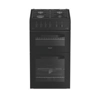 Hotpoint HTG5GCB Gas Twin Oven Cooker 50CM - Black