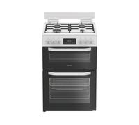 Hotpoint HDD6GDC2W White 60cm Dual Fuel Freestanding Double Cooker With Glass Lid
