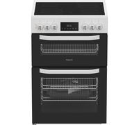 Hotpoint HTE6VDCW 60cm Electric Cooker with Ceramic Hob - White - A/A Rated, White