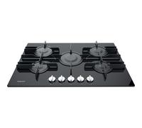 Hotpoint 75cm 5 Burner Gas on Glass Gas Hob with Vertical Flame - Black