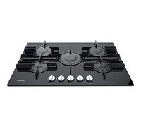 Hotpoint FTGHG751DHBK 75cm 5 Burner Gas Hob in Black Glass Wok Burner