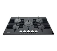 Hotpoint FTGHG751DHBK 75cm 5 Burner Gas Hob in Black Glass Wok Burner