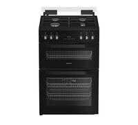 Hotpoint HDD6GDC2B1 60cm Double Oven Dual Fuel Cooker with Glass Lid i