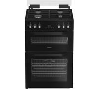 Hotpoint HDD6GDC2B1 60cm Double Oven Dual Fuel Cooker with Glass Lid i