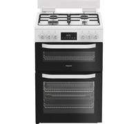 Hotpoint HDD6GDC2W 60cm Double Oven Dual Fuel Cooker - White - A