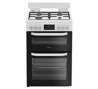 Hotpoint HDD6GDC2W Dual Fuel Double Cooker 60CM - 75L / 38L with Glass Lid