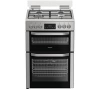 HOTPOINT HDD6GDC2WX 60 cm Dual Fuel Cooker - Stainless Steel, Stainless Steel