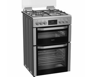 Hotpoint HDD6GDC2WX 600mm Dual Fuel Oven 4 Burner Hob Inox