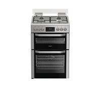 Hotpoint Hdd6Gdc2Wx 60Cm Dual Fuel Double Cooker With Glass Lid Tainless Steel