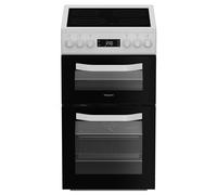 Hotpoint HDE5VDCW 50cm Double Oven Electric Cooker in White Ceramic Ho