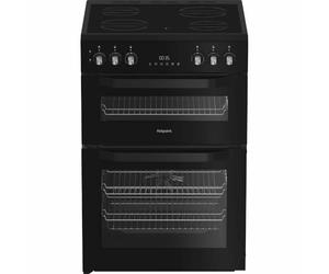 Hotpoint HDE6VDB1 600mm Double Electric Oven Ceramic Hob Black
