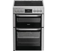 Hotpoint HDE6VDCASX 600mm Double Electric Oven Dual Fan Ceramic Hob Inox