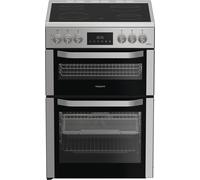 Hotpoint HDE6VDCAX 60cm Double Oven Electric Cooker with Ceramic Hob - Stainless Steel - A Rated, Stainless Steel