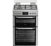 Hotpoint HDG6GDC2TWX 60cm Double Oven Gas Cooker - Stainless Steel - A+/A Rated, Stainless Steel