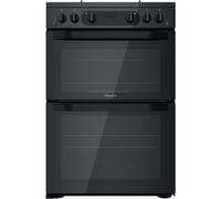 Hotpoint 60cm Double Oven Gas Cooker - Black