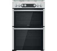Hotpoint Hdm67G9C2Cx/u_Si 60Cm Double Electric & Gas Cooker With Gas Hob - Silver Effect
