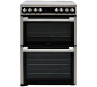 Hotpoint Hdm67V8D2Cx/uk_Bk 60Cm Double Electric Cooker With Ceramic Hob - Silver Effect