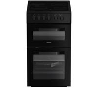 Hotpoint HTE5VCB 50cm Electric Ceramic Double Oven Freestanding Cooker