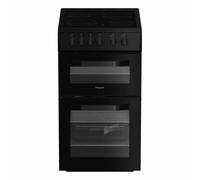Hotpoint HTE5VCB 50cm Electric Ceramic Double Oven Freestanding Cooker