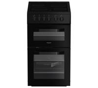 Hotpoint HTE5VCB 50cm Electric Ceramic Double Oven Freestanding Cooker