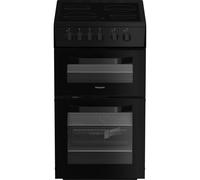 Hotpoint HTE5VCB Twin Cavity Electric Cooker with 4 Ceramic Hobs - Black