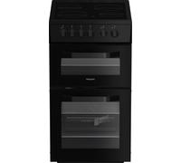 Hotpoint HTE5VCB Twin Cavity Electric Cooker with 4 Ceramic Hobs - Black