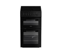 Hotpoint HTE5VCB Twin Cavity Electric Cooker with 4 Ceramic Hobs - Black