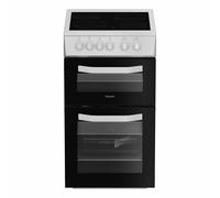 Hotpoint HTE5VCW 50cm Electric Cooker with Ceramic Hob - White - A Rated, White