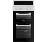 Hotpoint HTE5VCW 50cm Electric Cooker with Ceramic Hob - White - A Rated, White