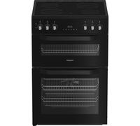 Hotpoint HTE6VDCB1 Double Oven Electric Cooker with - Black - A Rated, Black